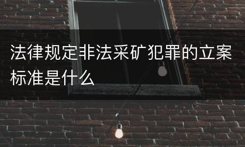 法律规定非法采矿犯罪的立案标准是什么