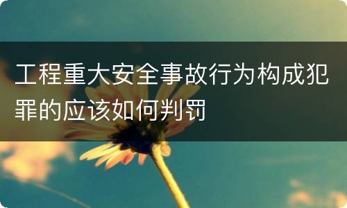 工程重大安全事故行为构成犯罪的应该如何判罚