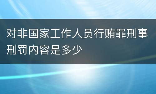 对非国家工作人员行贿罪刑事刑罚内容是多少