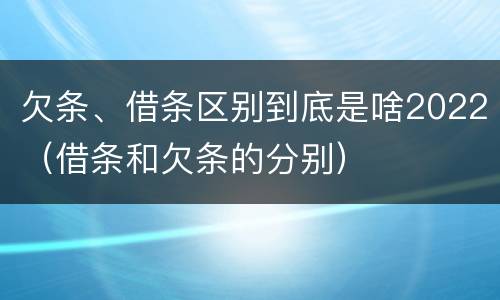 欠条、借条区别到底是啥2022（借条和欠条的分别）