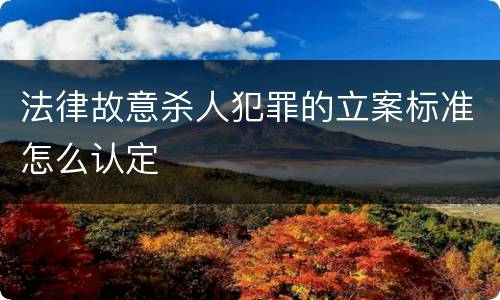法律故意杀人犯罪的立案标准怎么认定
