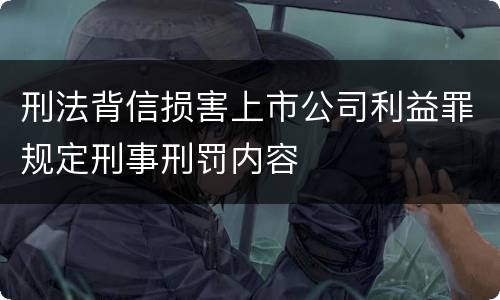 刑法背信损害上市公司利益罪规定刑事刑罚内容
