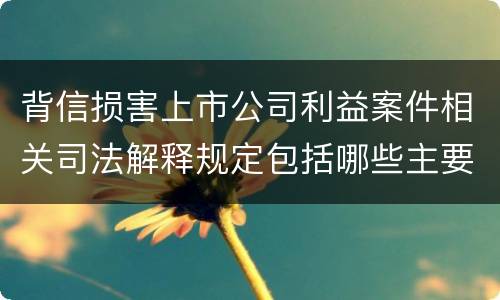 背信损害上市公司利益案件相关司法解释规定包括哪些主要内容