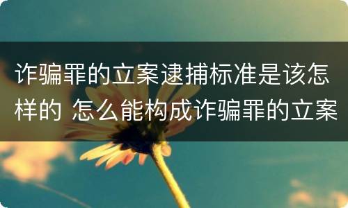 诈骗罪的立案逮捕标准是该怎样的 怎么能构成诈骗罪的立案标准