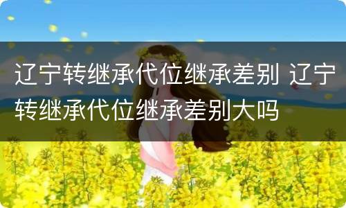 辽宁转继承代位继承差别 辽宁转继承代位继承差别大吗