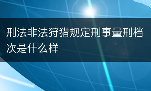 刑法非法狩猎规定刑事量刑档次是什么样
