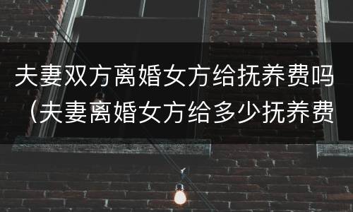 夫妻双方离婚女方给抚养费吗（夫妻离婚女方给多少抚养费）