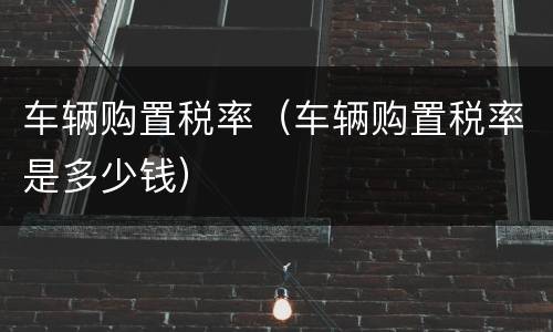 车辆购置税率（车辆购置税率是多少钱）