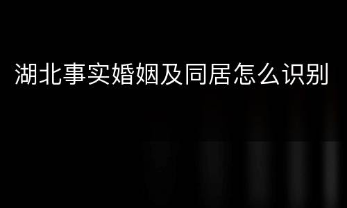 湖北事实婚姻及同居怎么识别