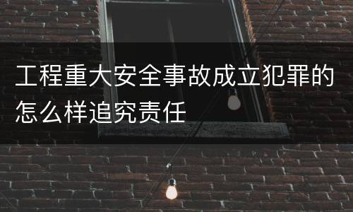 工程重大安全事故成立犯罪的怎么样追究责任