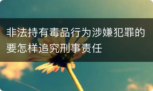 非法持有毒品行为涉嫌犯罪的要怎样追究刑事责任