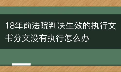 18年前法院判决生效的执行文书分文没有执行怎么办