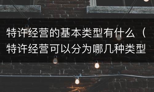 特许经营的基本类型有什么（特许经营可以分为哪几种类型）