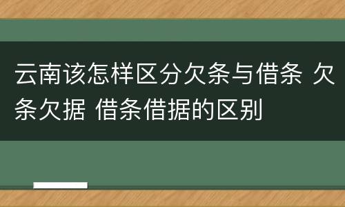 云南该怎样区分欠条与借条 欠条欠据 借条借据的区别