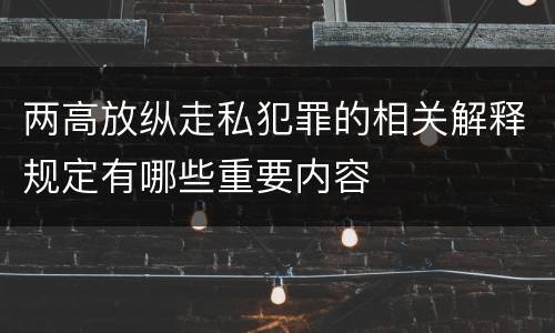 两高放纵走私犯罪的相关解释规定有哪些重要内容