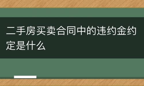 二手房买卖合同中的违约金约定是什么