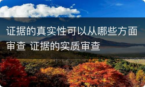 证据的真实性可以从哪些方面审查 证据的实质审查