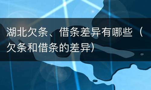 湖北欠条、借条差异有哪些（欠条和借条的差异）