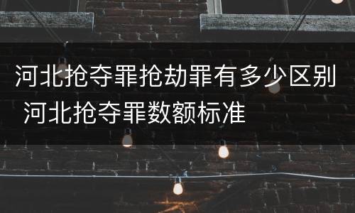 河北抢夺罪抢劫罪有多少区别 河北抢夺罪数额标准