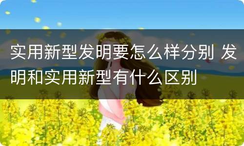 实用新型发明要怎么样分别 发明和实用新型有什么区别
