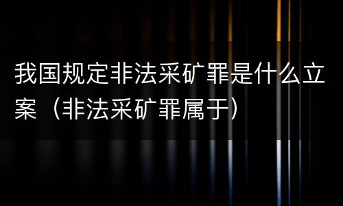 我国规定非法采矿罪是什么立案（非法采矿罪属于）