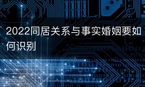 2022同居关系与事实婚姻要如何识别
