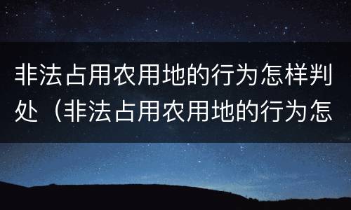 非法占用农用地的行为怎样判处（非法占用农用地的行为怎样判处罚款）