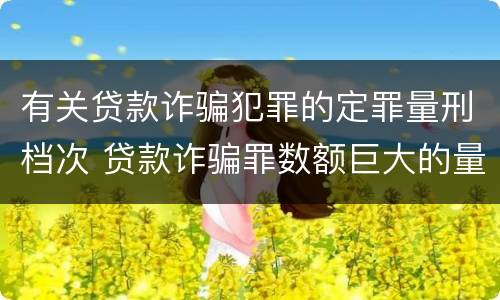 有关贷款诈骗犯罪的定罪量刑档次 贷款诈骗罪数额巨大的量刑标准