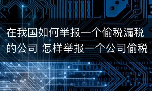 在我国如何举报一个偷税漏税的公司 怎样举报一个公司偷税漏税