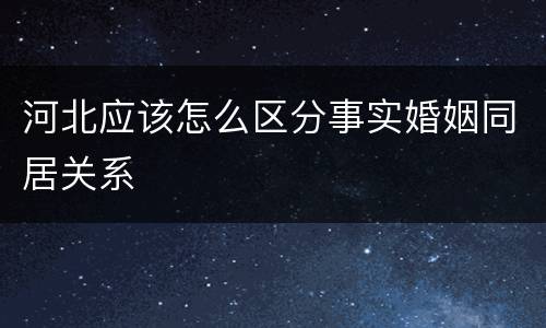 河北应该怎么区分事实婚姻同居关系