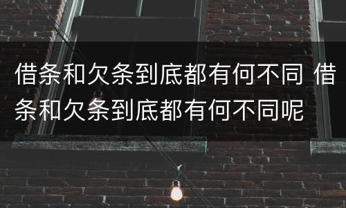 借条和欠条到底都有何不同 借条和欠条到底都有何不同呢