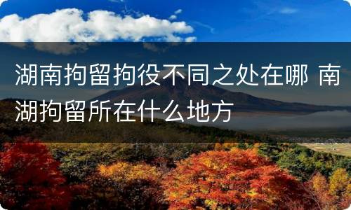 湖南拘留拘役不同之处在哪 南湖拘留所在什么地方