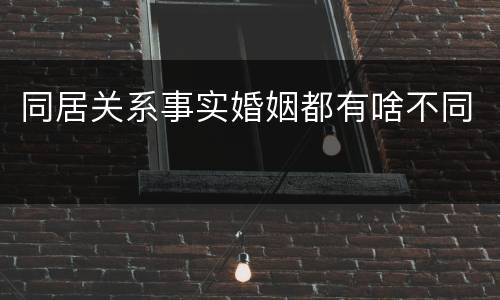 同居关系事实婚姻都有啥不同