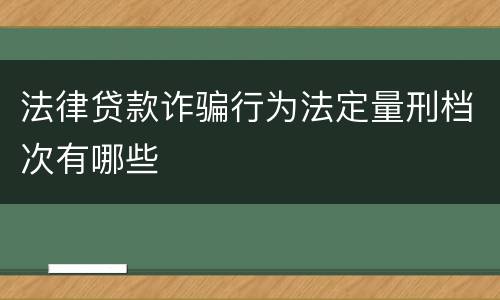法律贷款诈骗行为法定量刑档次有哪些