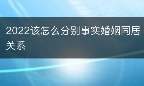 2022该怎么分别事实婚姻同居关系