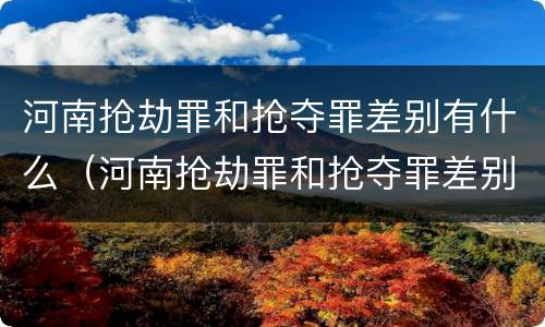 河南抢劫罪和抢夺罪差别有什么（河南抢劫罪和抢夺罪差别有什么不一样）