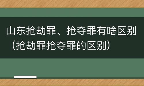 山东抢劫罪、抢夺罪有啥区别（抢劫罪抢夺罪的区别）