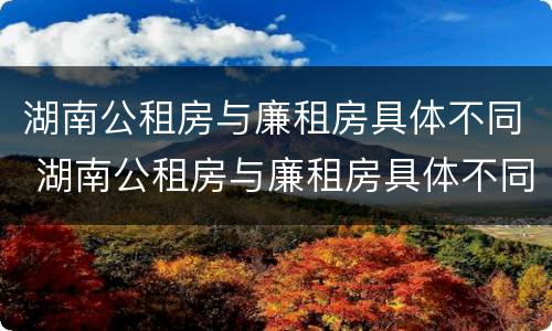 湖南公租房与廉租房具体不同 湖南公租房与廉租房具体不同之处