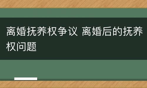 离婚抚养权争议 离婚后的抚养权问题