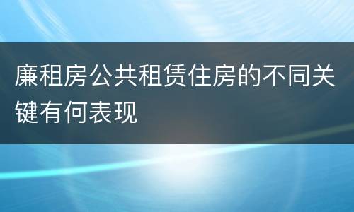 廉租房公共租赁住房的不同关键有何表现