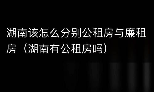 湖南该怎么分别公租房与廉租房（湖南有公租房吗）