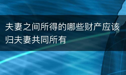 夫妻之间所得的哪些财产应该归夫妻共同所有