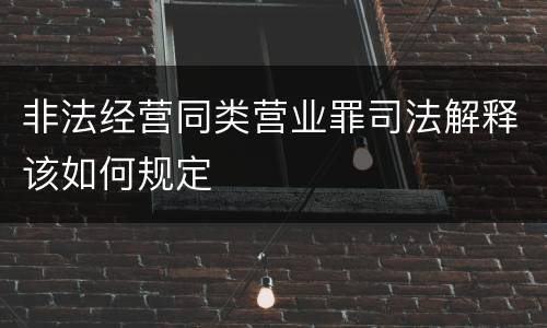 非法经营同类营业罪司法解释该如何规定