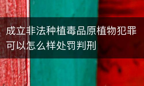 成立非法种植毒品原植物犯罪可以怎么样处罚判刑