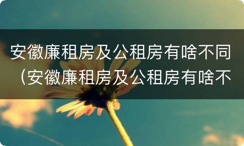 安徽廉租房及公租房有啥不同（安徽廉租房及公租房有啥不同之处）