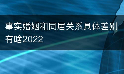 事实婚姻和同居关系具体差别有啥2022