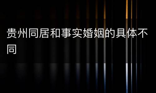 贵州同居和事实婚姻的具体不同