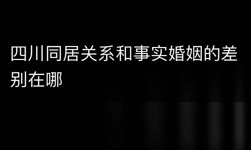 四川同居关系和事实婚姻的差别在哪