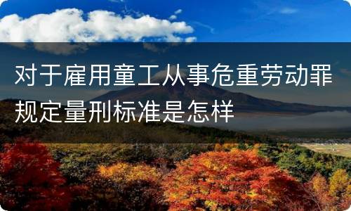 对于雇用童工从事危重劳动罪规定量刑标准是怎样