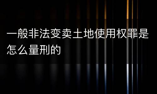 一般非法变卖土地使用权罪是怎么量刑的